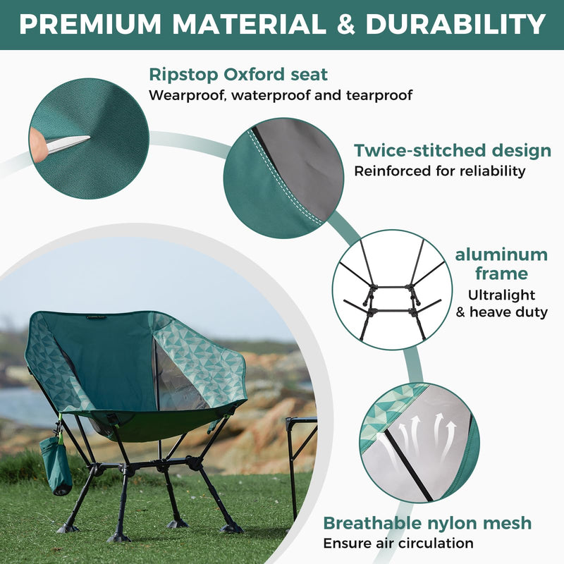 Load image into Gallery viewer, ATEPA Ultralight Backpacking Chair - 440lb Capacity, Compact Folding Camp Chair with Side Pocket for Hiking, Camping, Festivals & Outdoor Concerts