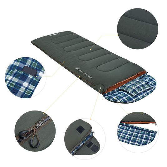KingCamp FOREST PLUS 500 3 in 1 Flannel Sleeping Bag