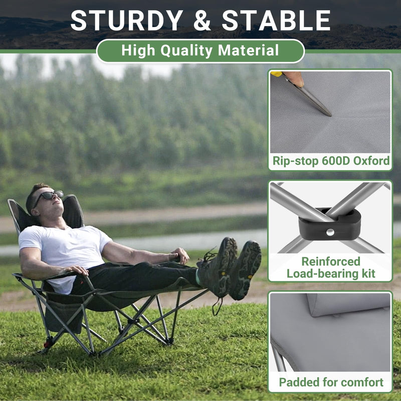 Load image into Gallery viewer, WEJOY Portable Reclining Camping Chair 3-Adjustable Positions with High Back and Armrests