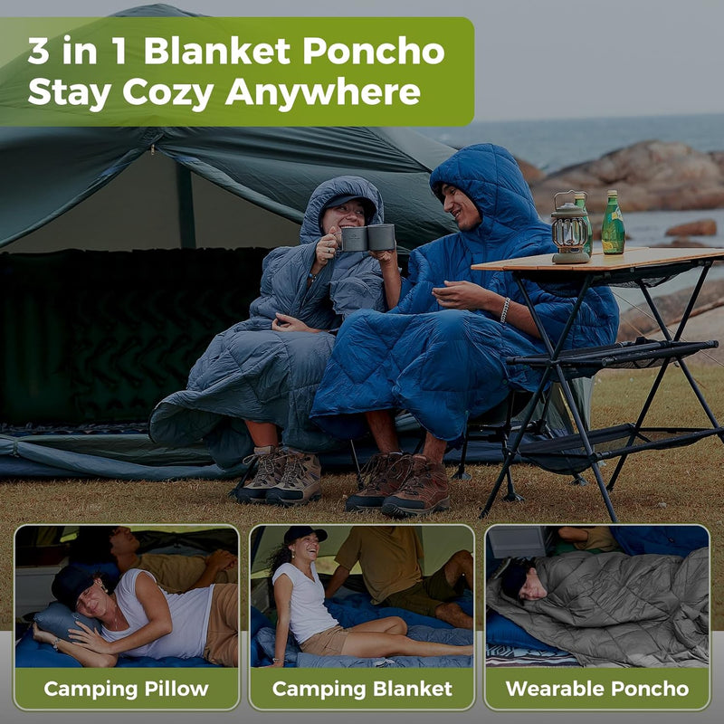 Load image into Gallery viewer, ATEPA MURANO 350 Honcho Poncho Water-resisitant Blanket Cloak Cape with Hat Black