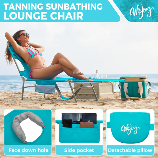 WEJOY Folding Adjustable Back Fabric Beach Lounger