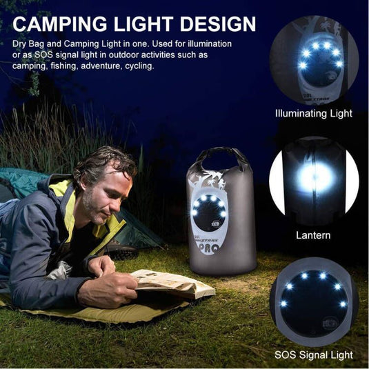 KinWild Dry Bag Waterproof with Solar Bluetooth Speaker & Light