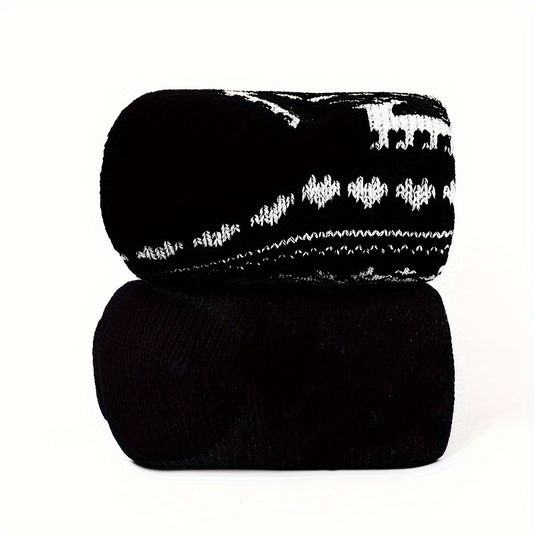 KinWild 2 Pairs Of Thick Warm Solid Crew Socks