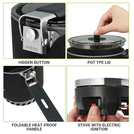 ATEPA TREKKER Portable Backpacking Stove 0.9L/1.8L