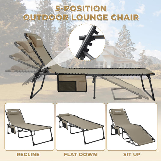 KingCamp 5 Position Outdoor Chaise Lounge Chair