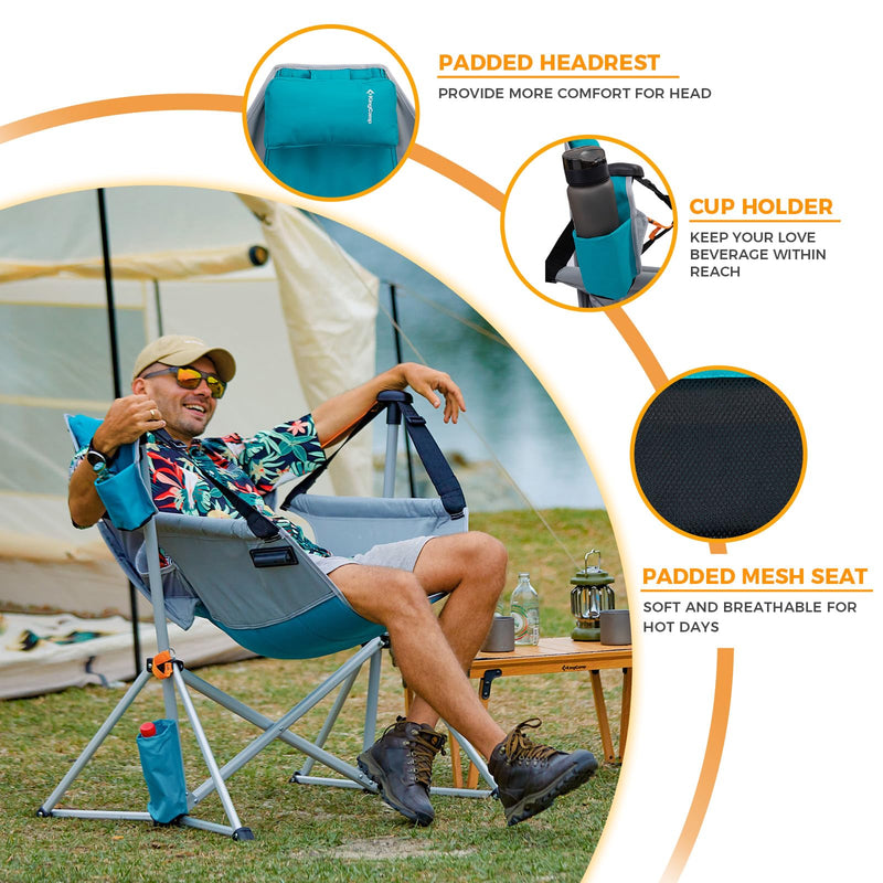Load image into Gallery viewer, KingCamp ORCHID C20 Folding Rocking Chair Hammock Camping Chair with Cup Holder
