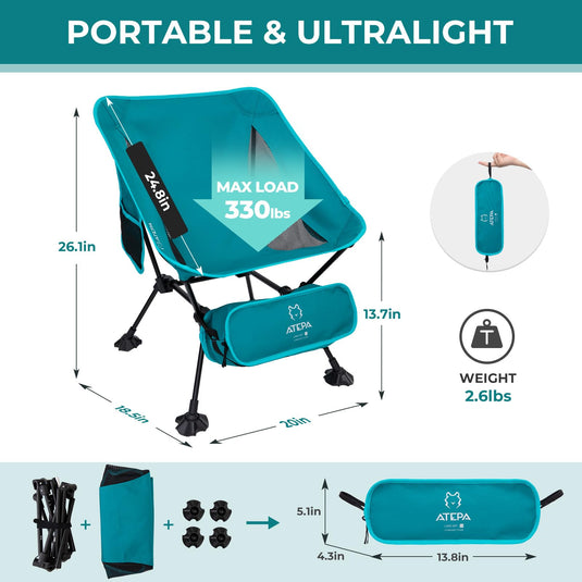 ATEPA Ultralight Square Tall Camping Chair