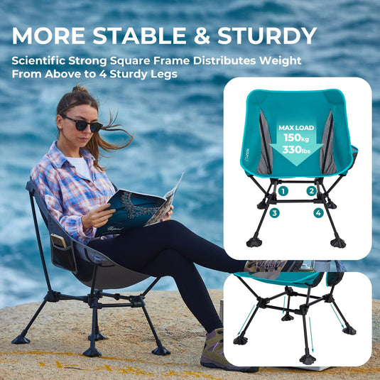 ATEPA Ultralight Square Tall Camping Chair Stable and Sturdy