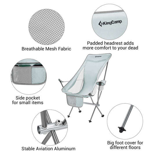 KingCamp CAMELLIA Ultralight High Back Camping Chair Ergonomic
