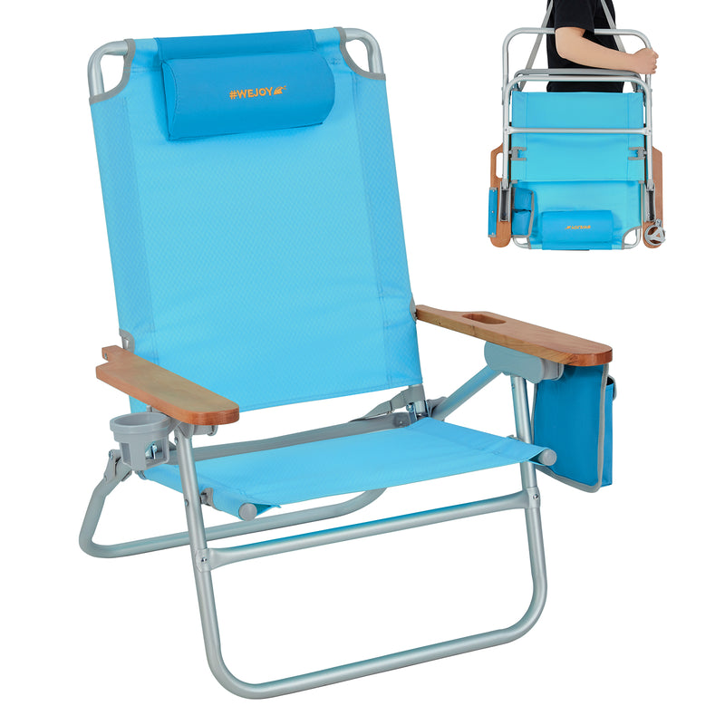 Load image into Gallery viewer, WEJOY Oversized Reclining 4 Positions Beach Chair Blue
