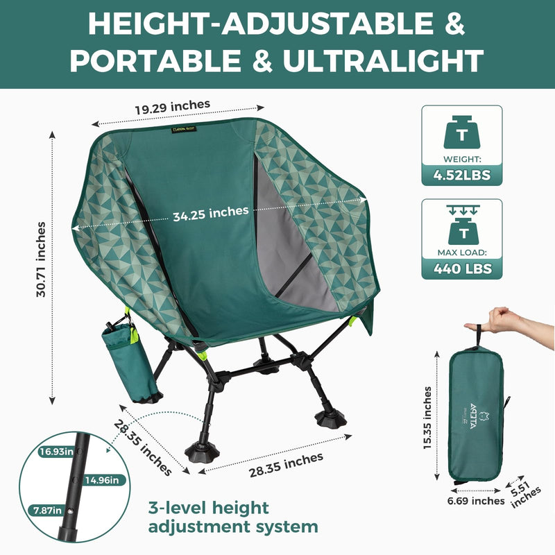 Load image into Gallery viewer, ATEPA Ultralight Backpacking Chair - 440lb Capacity, Compact Folding Camp Chair with Side Pocket for Hiking, Camping, Festivals &amp; Outdoor Concerts
