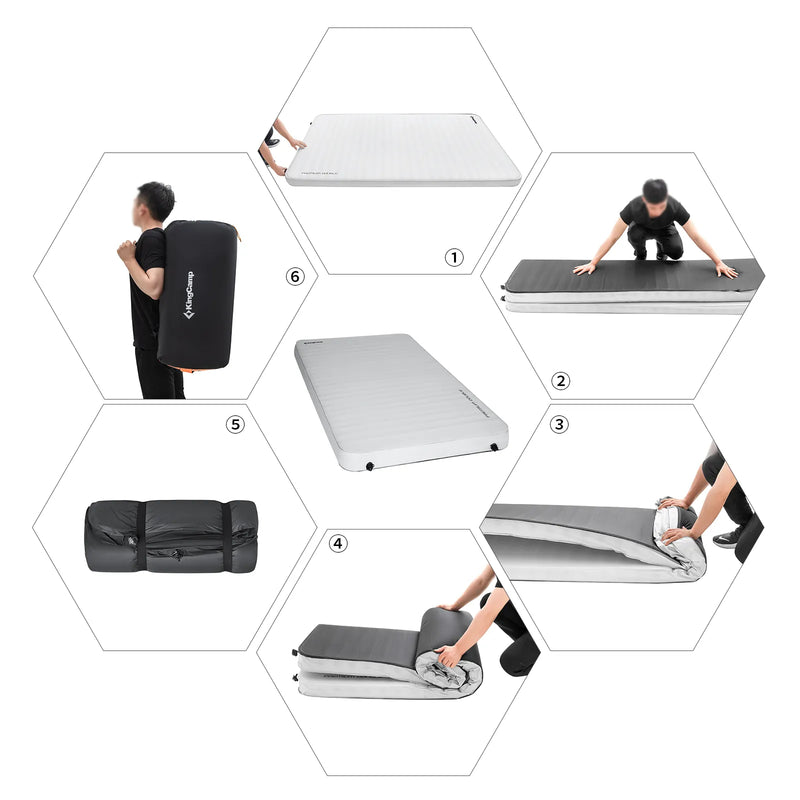 Load image into Gallery viewer, KingCamp PREMIUM Double 7.5 cm Thick Self-Inflating Camping Mattress R Value 7.5
