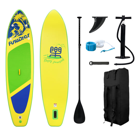 FunWater Surfboard Water Sport Surf Set with Paddle Board Tail Fin Foot Rope Inflator