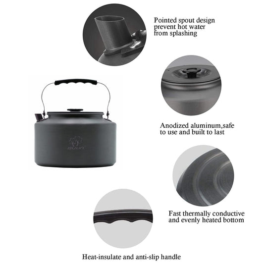 BULIN Hard Anodized Aluminum Camping Kettle 1.6L and 2.2L