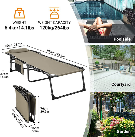 KingCamp BERLIN Classic Adjustable Cot Lounge Chair