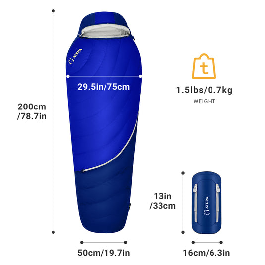 ATEPA DENALI 320 Down Sleeping Bag-Mummy Blue