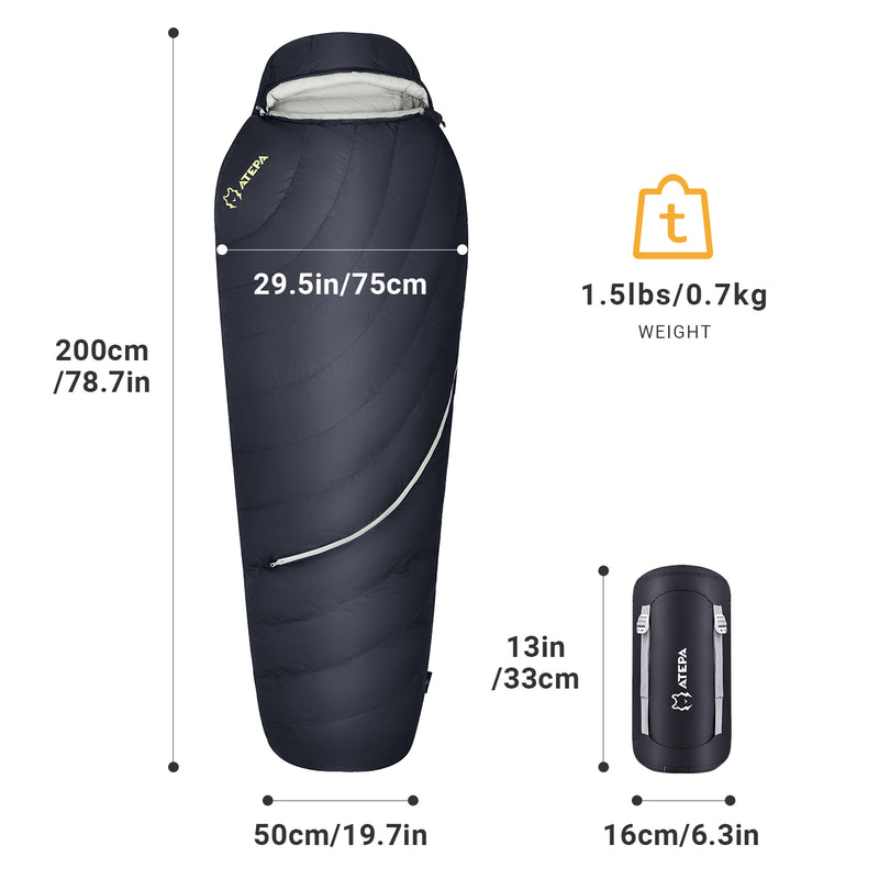 Load image into Gallery viewer, ATEPA DENALI 320 Down Sleeping Bag-Mummy Black
