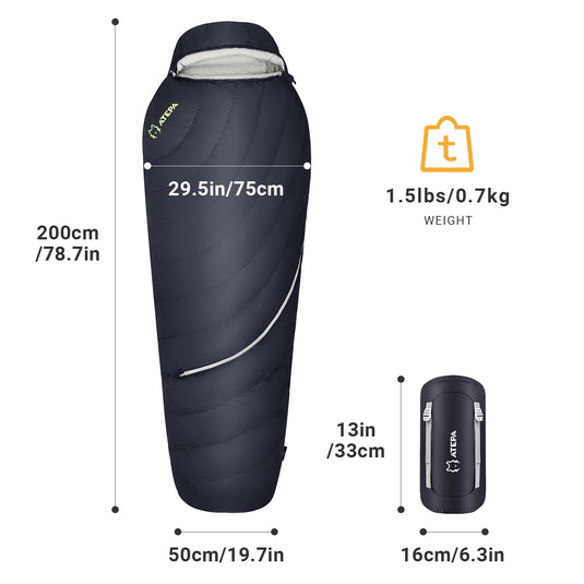 ATEPA DENALI 320 Down Sleeping Bag-Mummy Black