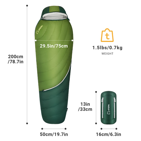 ATEPA DENALI 320 Down Sleeping Bag-Mummy Green