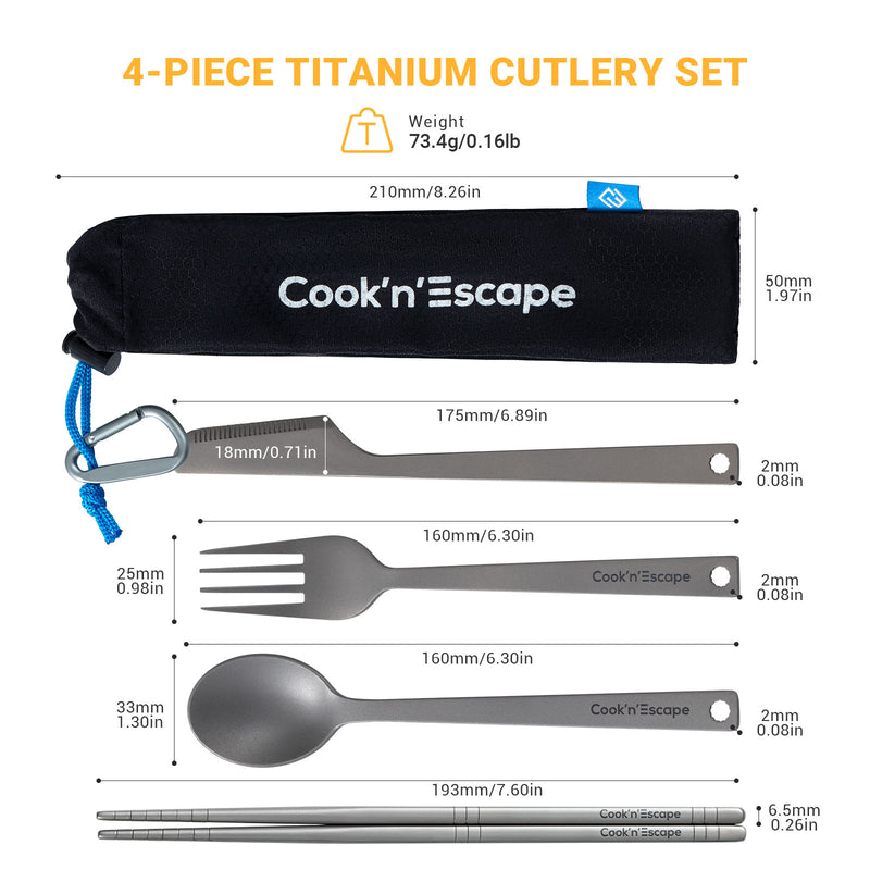 Load image into Gallery viewer, Cook'n'Escape 4-Piece Multi-function Titanium Durable Cutlery Set
