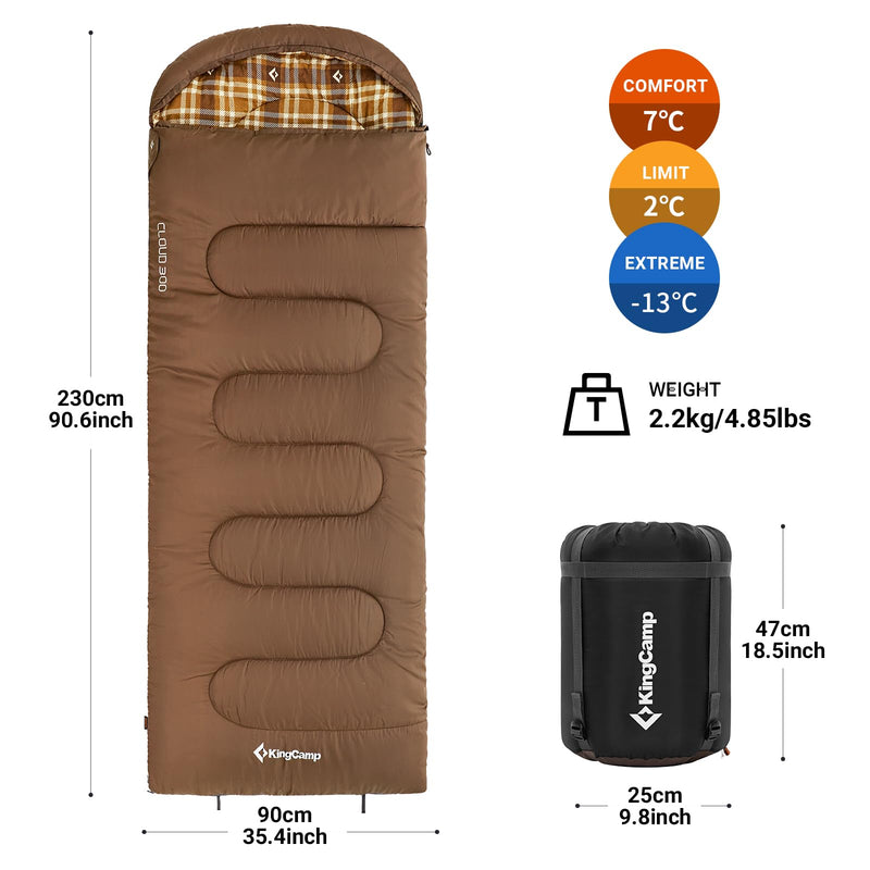 Load image into Gallery viewer, KingCamp CLOUDY 300 Flannel Lined Sleeping Bag
