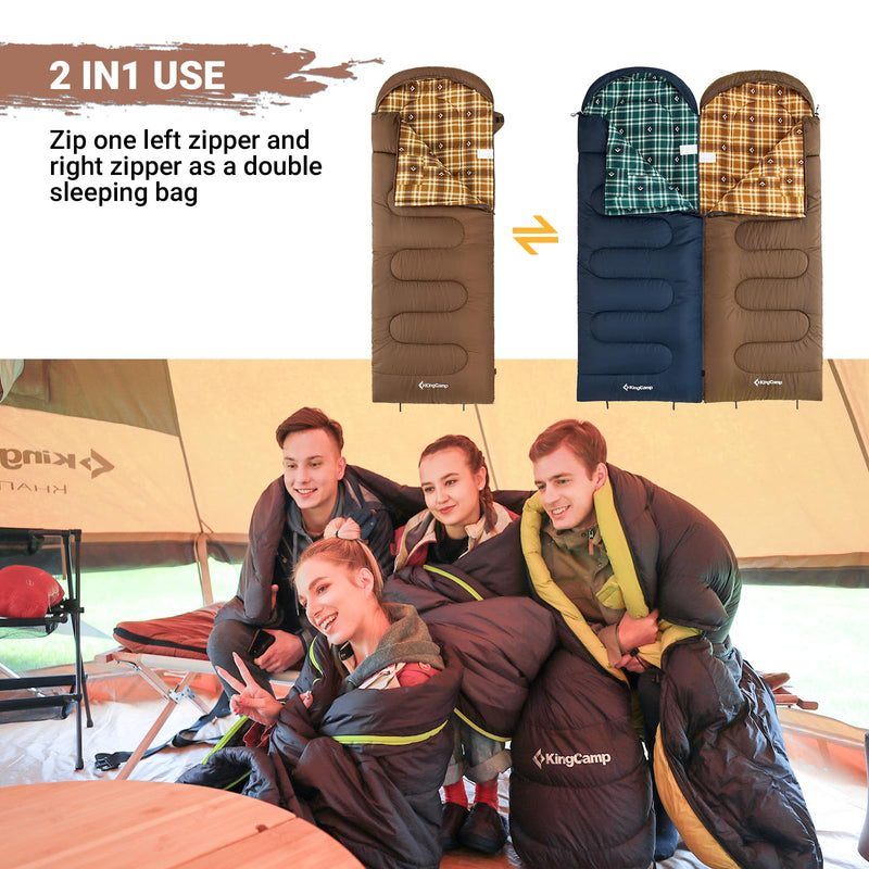 Load image into Gallery viewer, KingCamp CLOUDY 300 Flannel Lined Sleeping Bag
