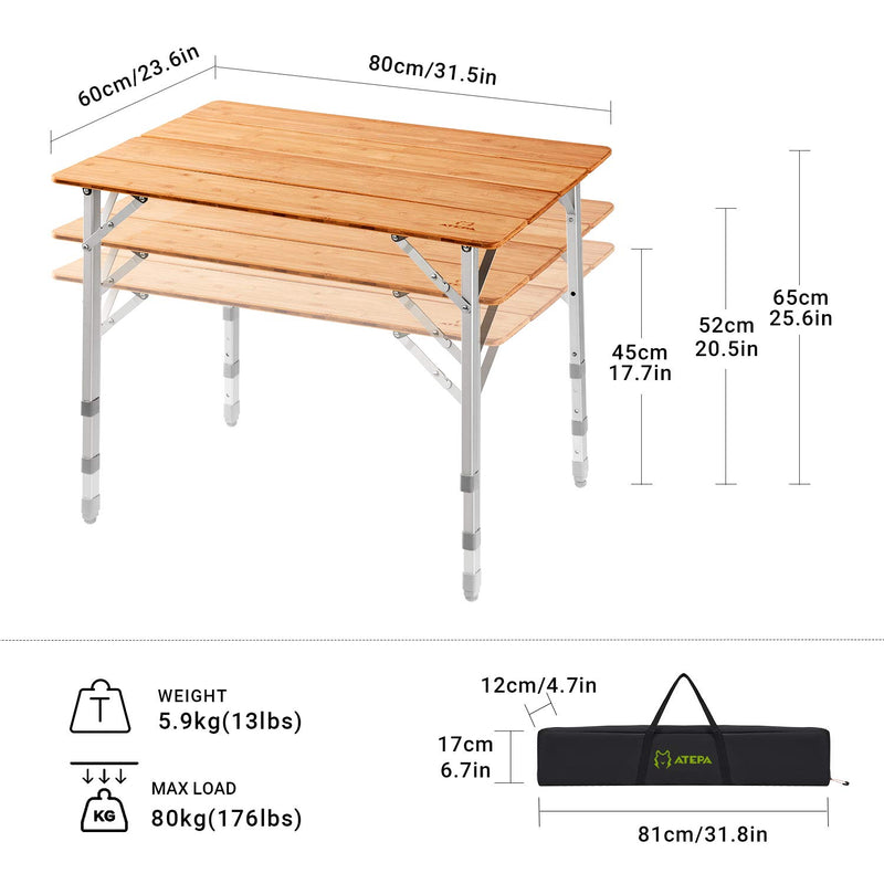 Load image into Gallery viewer, ATEPA BAMBOO 4-Folded Bamboo Table
