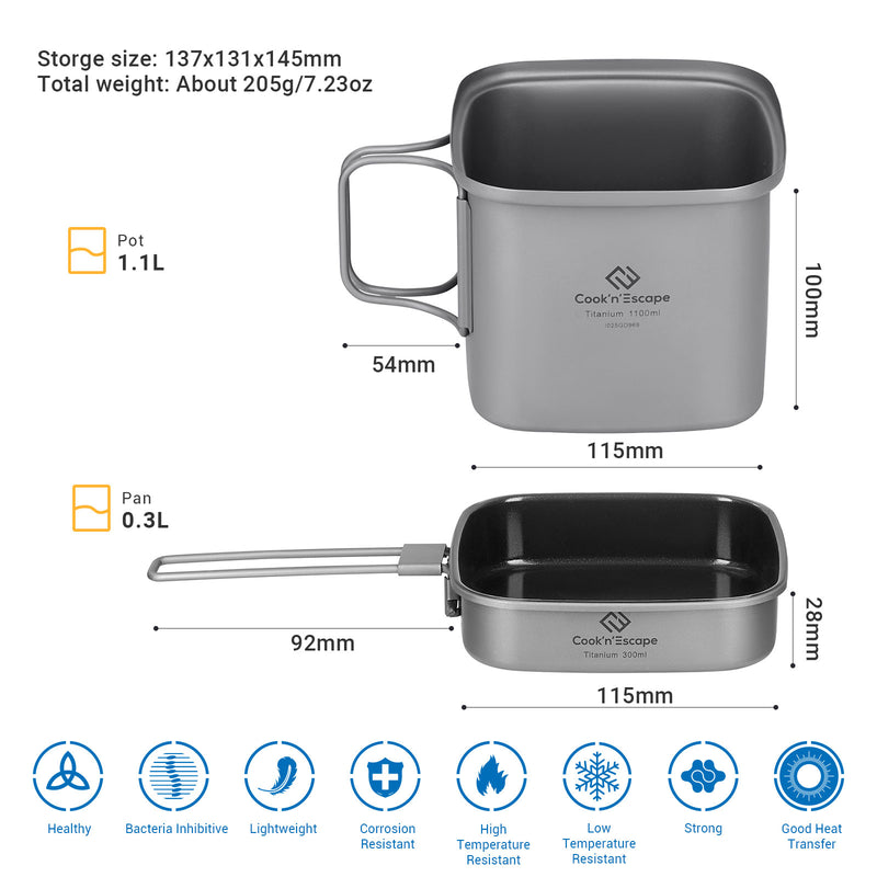 Load image into Gallery viewer, Cook&#39;n&#39;Escape Mount Logan Cookset Titanium Cookset
