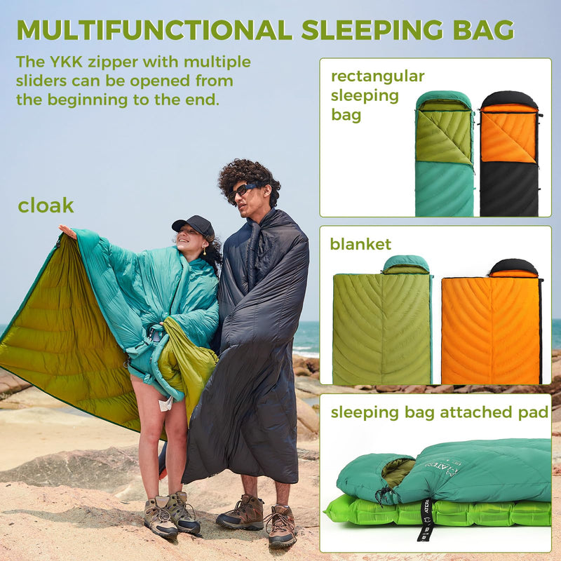 Load image into Gallery viewer, ATEPA Ultralight Coldmaster Down Sleeping Bag Cloak
