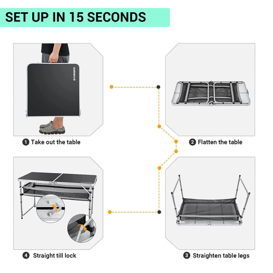 FUNDANGO Mdf 12060 Folding Table with Storage Cabinet