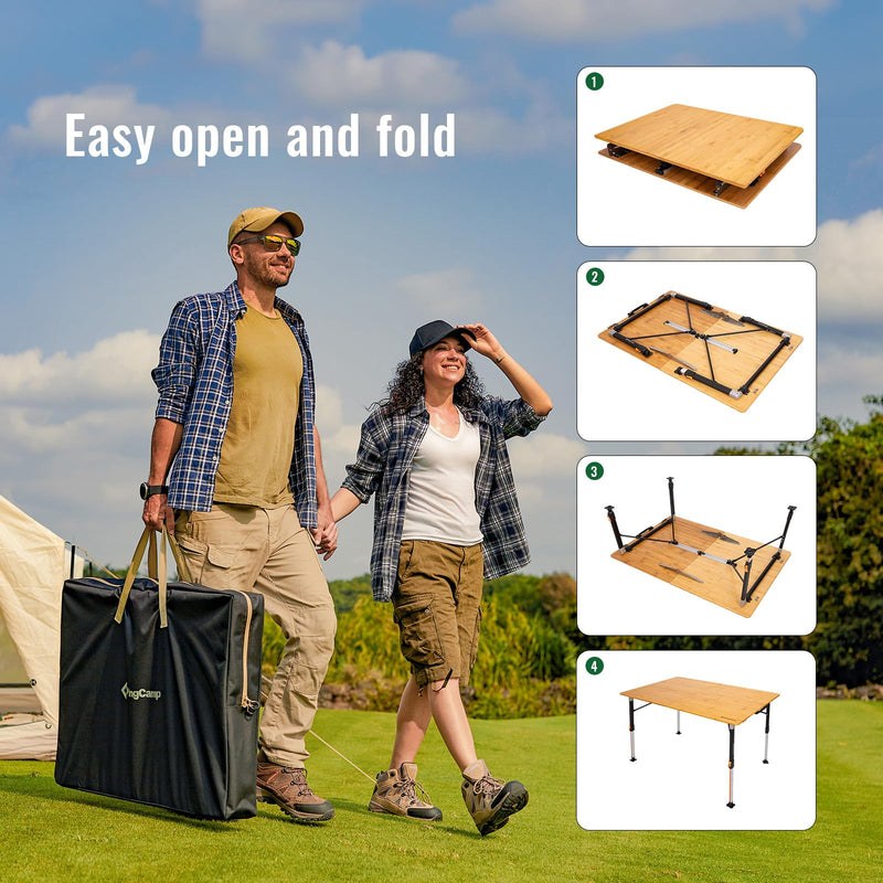 Load image into Gallery viewer, KingCamp 2-Folding Bamboo Table Easy Open and Fold
