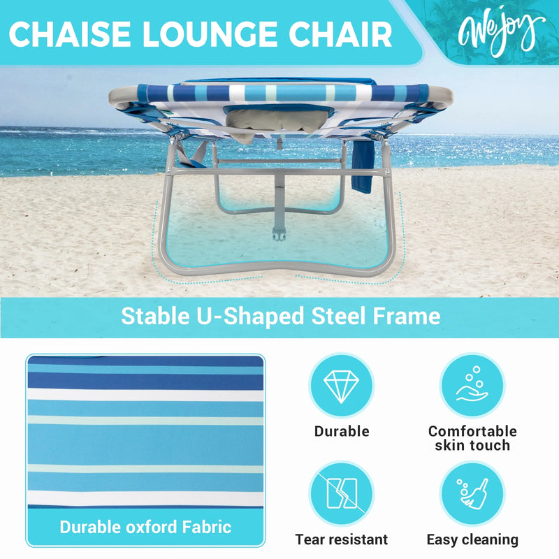 Load image into Gallery viewer, WEJOY Premium 5-Position Adjustable Chaise Lounge Tanning SunBathing Lounge Chair Striped
