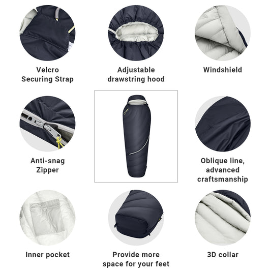 ATEPA DENALI 320 Down Sleeping Bag-Mummy Black