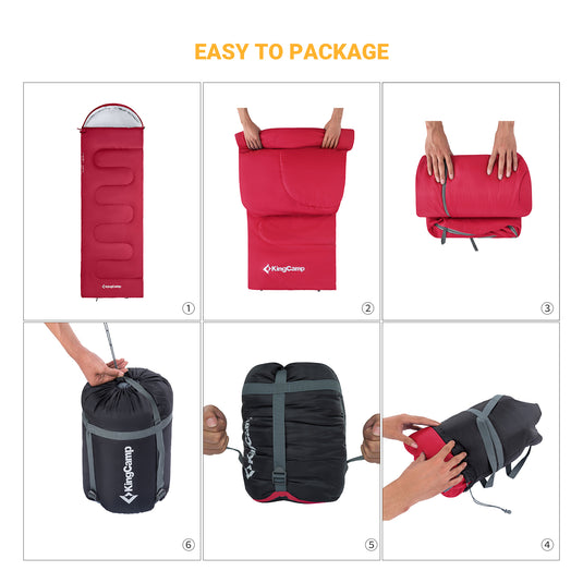 KingCamp Oasis 250 Sleeping Bag-Envelope With Hood 3 Season Camping Sleeping Bag