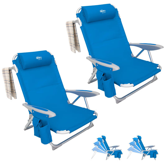 WEJOY Adjustable 4 Positions Beach Chair Set of 2