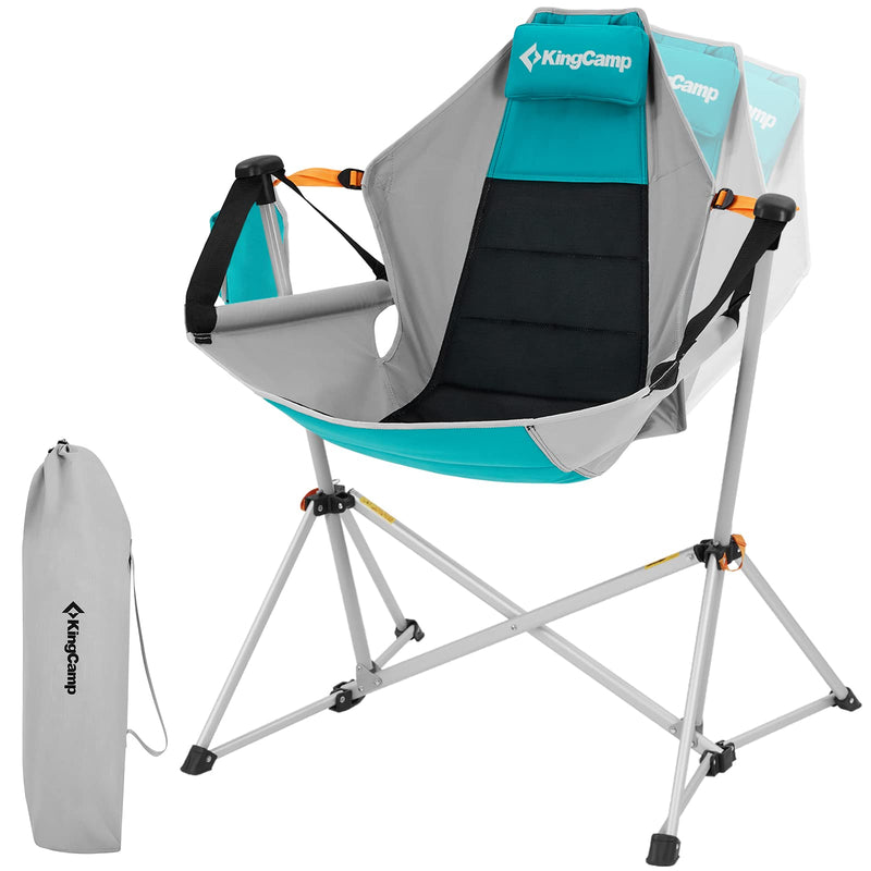 Load image into Gallery viewer, KingCamp Portable Swing Recliner Chair with Pillow Cyan
