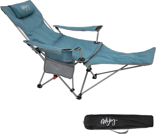 WEJOY Padded Reclining Camping Chair 3-Adjustable Positions with Detachable Footrest