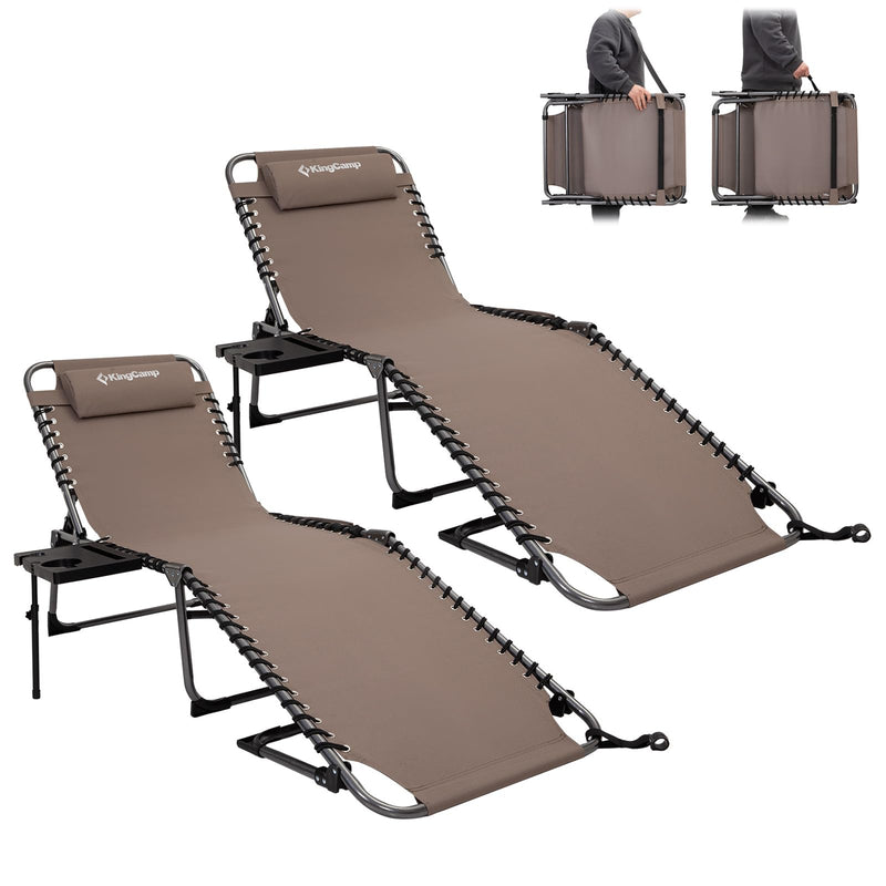 Load image into Gallery viewer, KingCamp Folding Chaise Lounge Chair with Pillow &amp; Side Table

