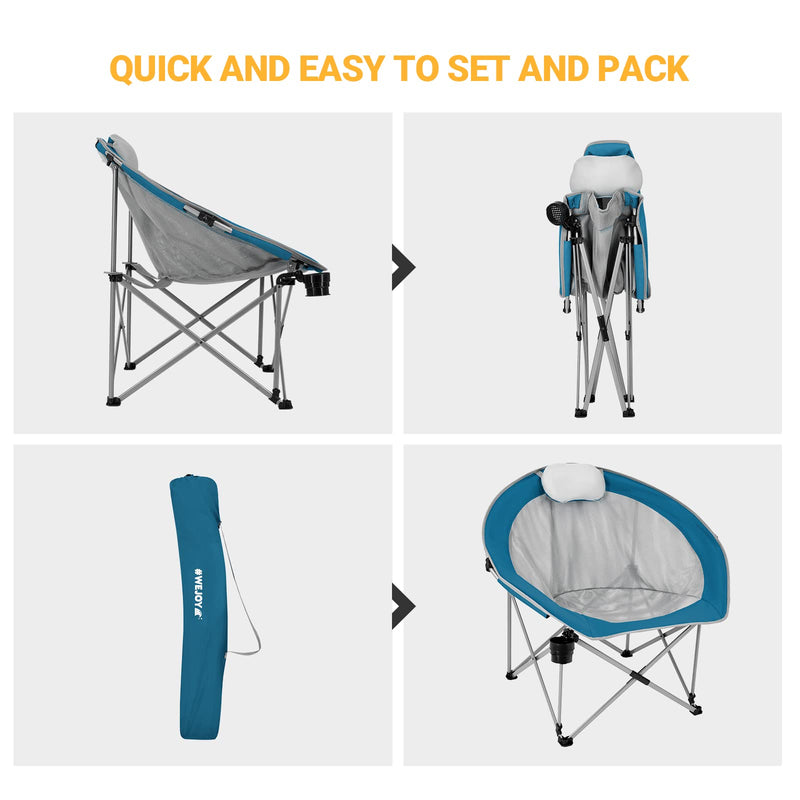 Load image into Gallery viewer, WEJOY Foldable Moon Chairs with Padded Pillow, Cup Holder
