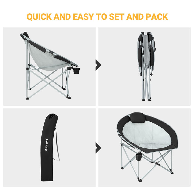 Load image into Gallery viewer, WEJOY Foldable Moon Chairs with Padded Pillow, Cup Holder
