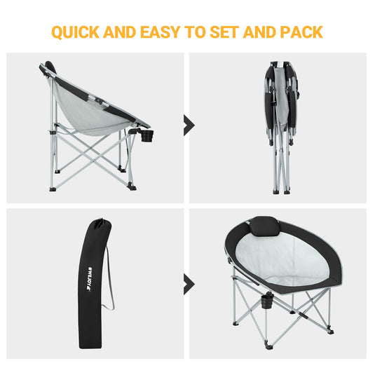 WEJOY Foldable Moon Chairs with Padded Pillow, Cup Holder