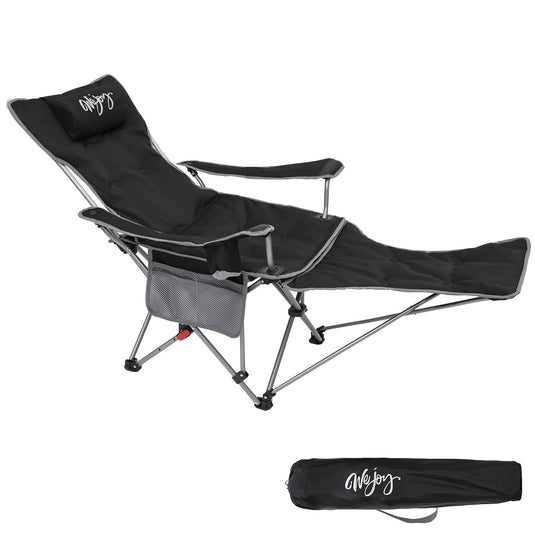 WEJOY Padded Reclining Camping Chair 3-Adjustable Positions with Detachable Footrest