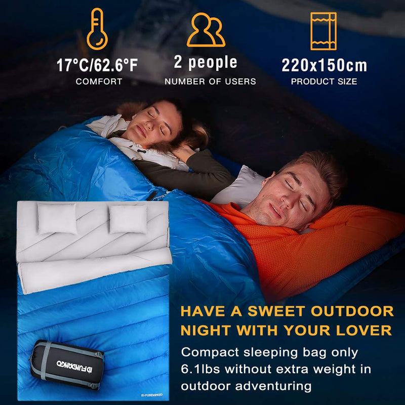 Load image into Gallery viewer, FUNDANGO 3-in-1 XL Queen Double Sleeping Bag with 2 Pillows
