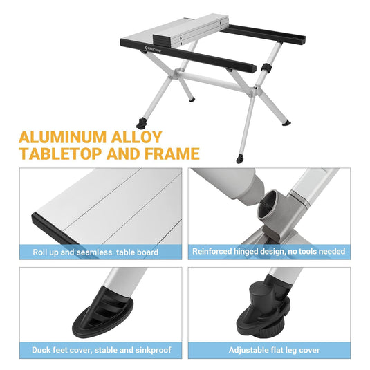 KingCamp Camping Table Aluminum Roll-Up Table