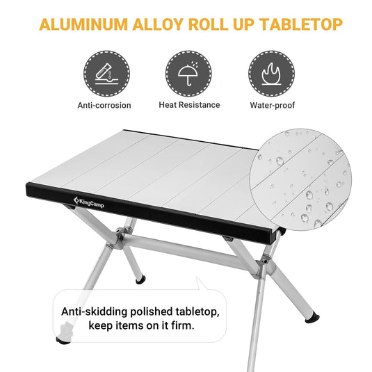 KingCamp Camping Table Aluminum Roll-Up Table