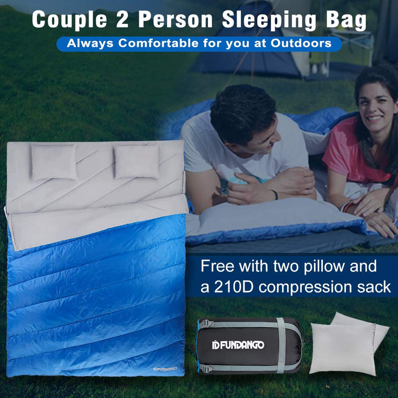 Load image into Gallery viewer, FUNDANGO 3-in-1 XL Queen Double Sleeping Bag with 2 Pillows
