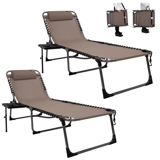 KingCamp Cool Lounge Chair Plus Textilene Lounge Chair with Side Table