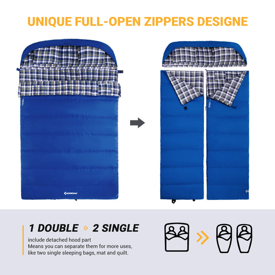 KingCamp COMFORT 280D Hooded Rectangular Sleeping Bag