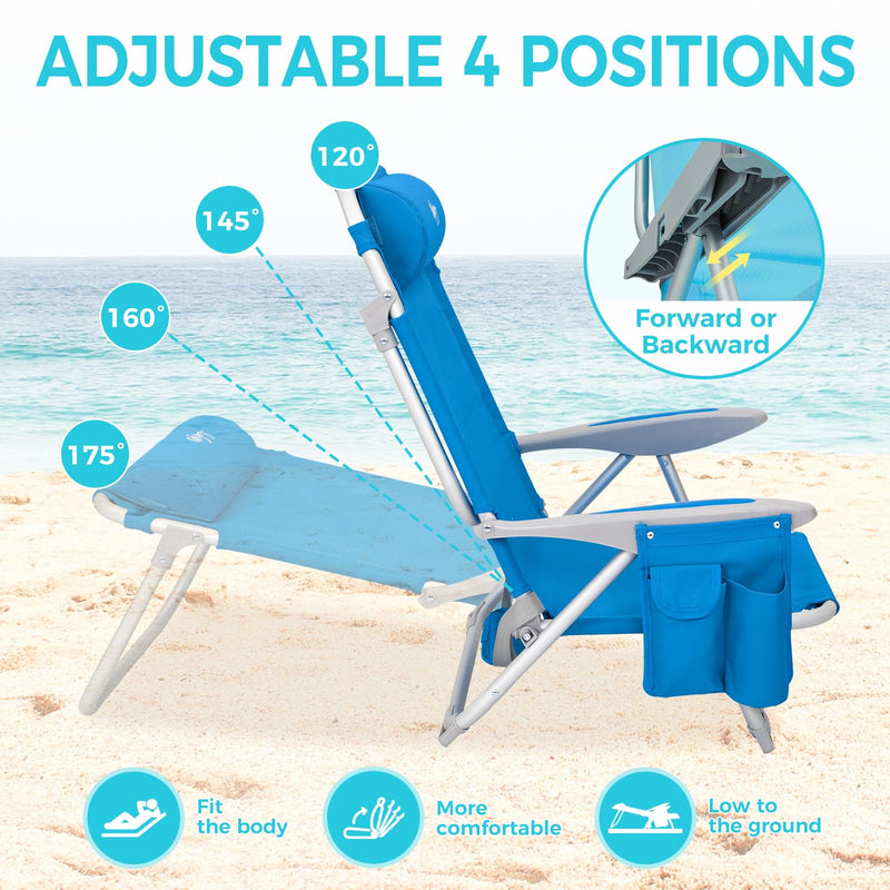 Load image into Gallery viewer, WEJOY Adjustable 4 Positions Beach Chair Set of 2
