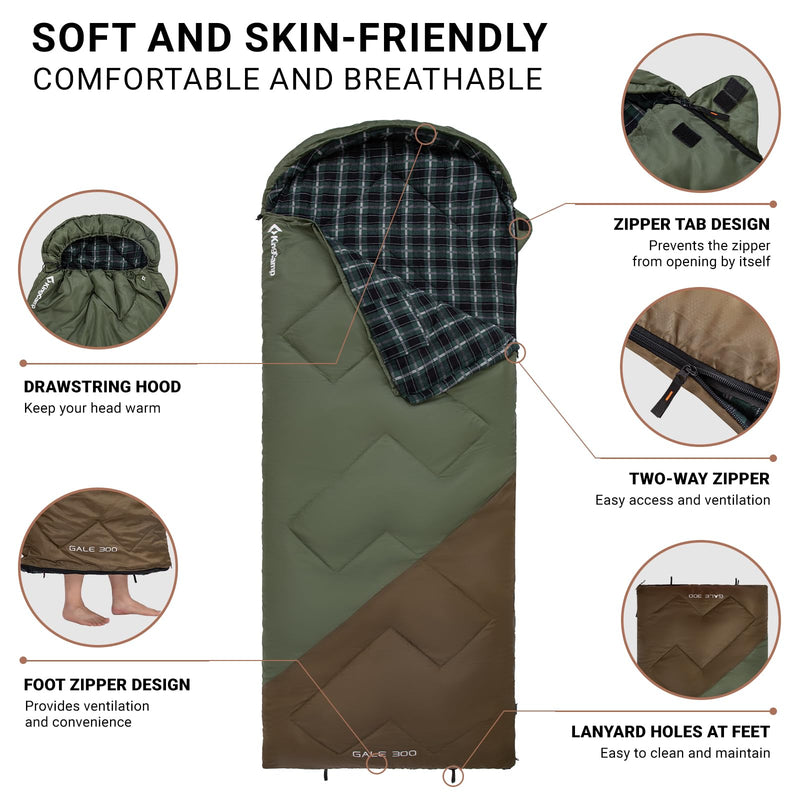 Load image into Gallery viewer, KingCamp GALE 300 Sleeping Bag-Envelope With Hood Breathable
